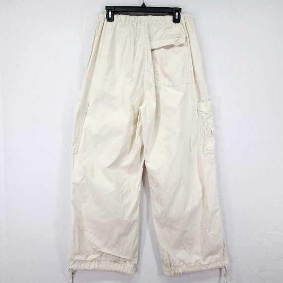 Jaded London Ecru Parachute Cargo Pants Size Small Baggie 30" Elastic Waist - Picture 3 of 16